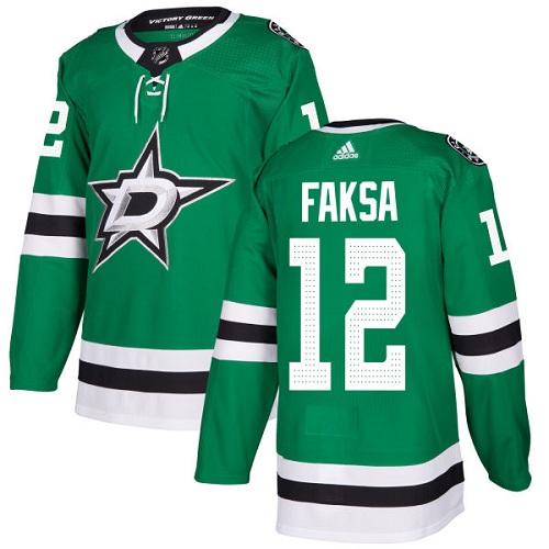 Adidas Stars #12 Radek Faksa Green Home Authentic Stitched NHL Jersey